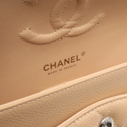 マトラッセ Wフラップ Wチェーンショルダーバッグ キャビアスキン ベージュ シルバー金具 シャネル バッグ CHANEL