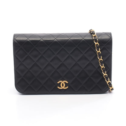 マトラッセ フルフラップ チェーンショルダーバッグ ラムスキン ブラック ゴールド金具 シャネル バッグ CHANEL