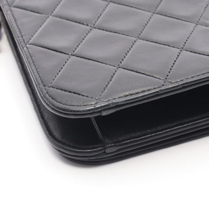 マトラッセ フルフラップ チェーンショルダーバッグ ラムスキン ブラック ゴールド金具 シャネル バッグ CHANEL