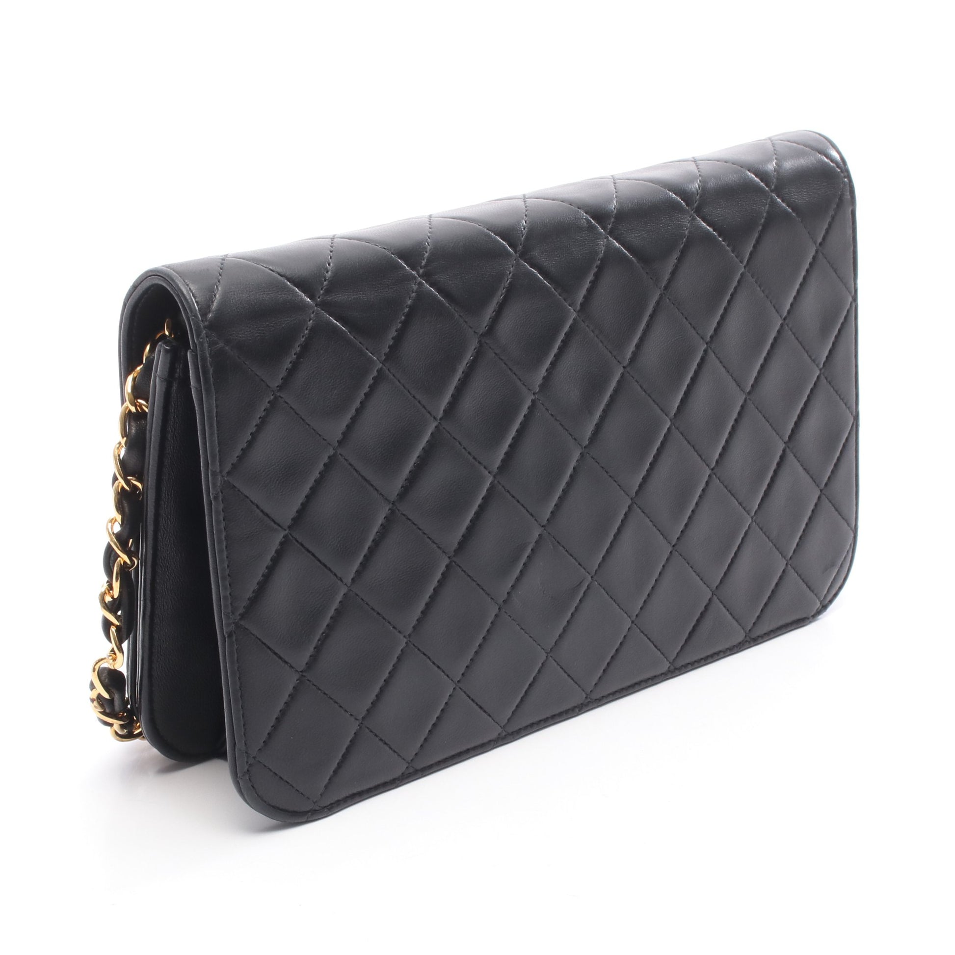 マトラッセ フルフラップ チェーンショルダーバッグ ラムスキン ブラック ゴールド金具 シャネル バッグ CHANEL