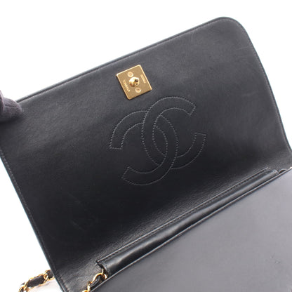 マトラッセ フルフラップ チェーンショルダーバッグ ラムスキン ブラック ゴールド金具 シャネル バッグ CHANEL