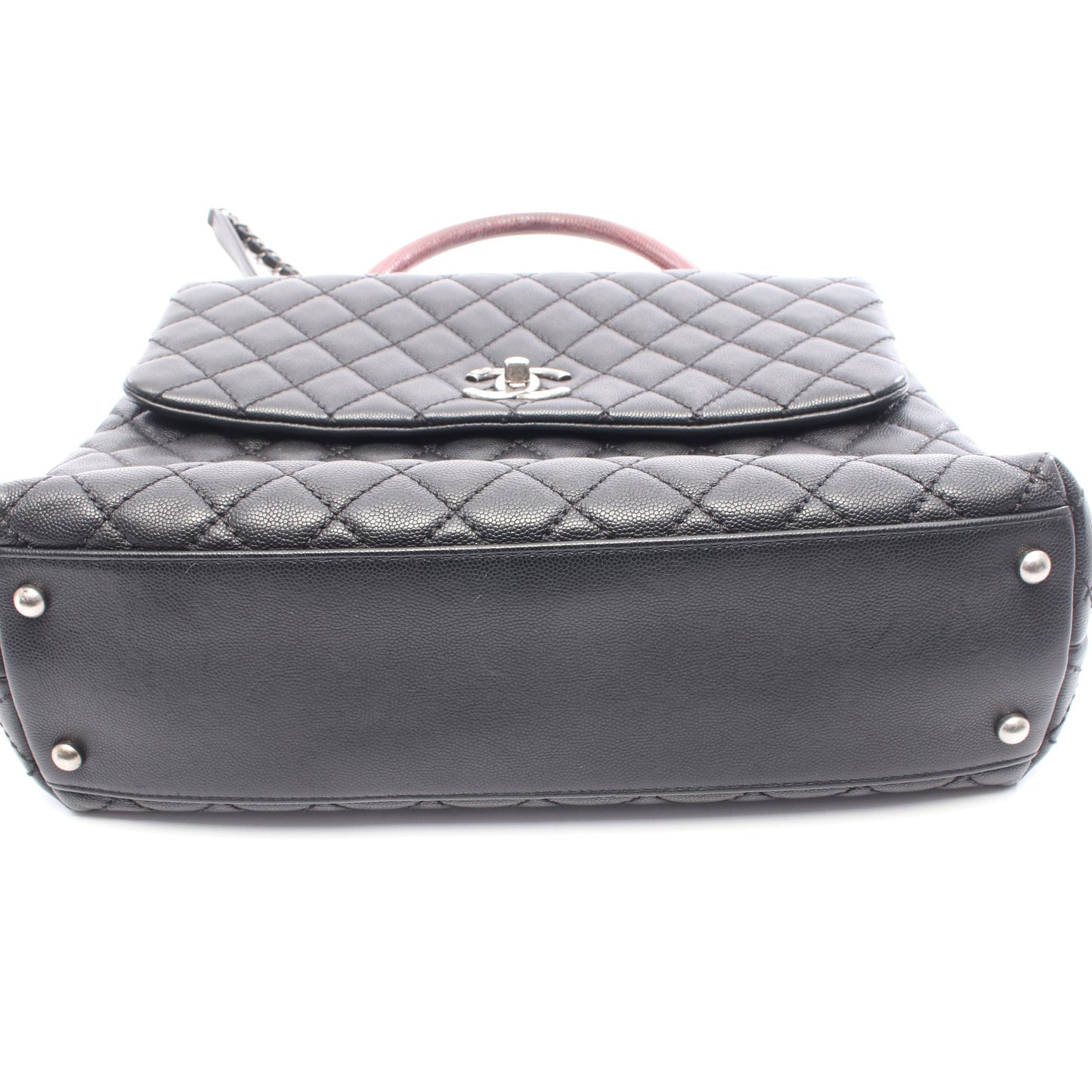 マトラッセ ココハンドル ハンドバッグ キャビアスキン リザード ブラック ボルドー シルバー金具 2WAY シャネル バッグ CHANEL