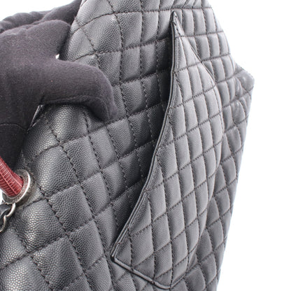 マトラッセ ココハンドル ハンドバッグ キャビアスキン リザード ブラック ボルドー シルバー金具 2WAY シャネル バッグ CHANEL