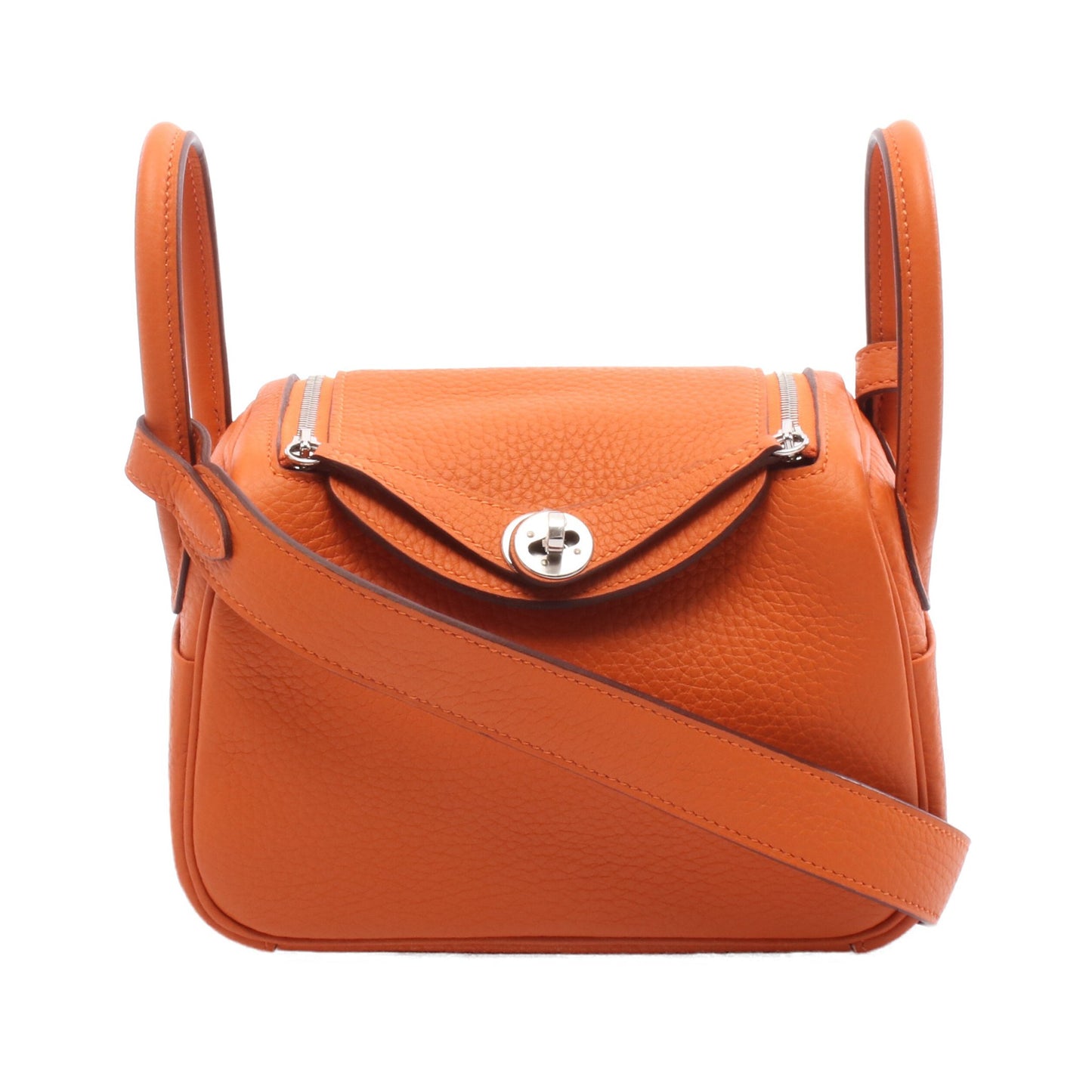 リンディ ミニ オレンジミニアン ショルダーバッグ トリヨンクレマンス オレンジ シルバー金具 B刻印 エルメス バッグ HERMES