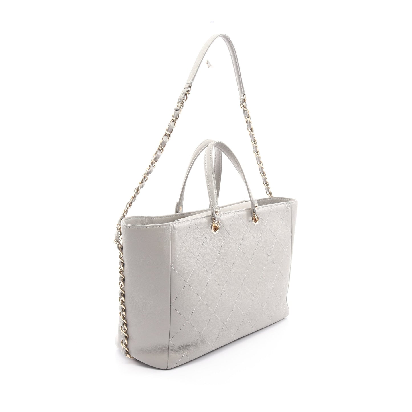 マトラッセ チェーンショルダーバッグ レザー グレー ゴールド金具 2WAY シャネル バッグ CHANEL