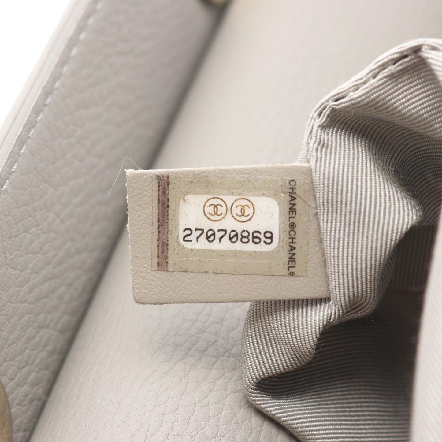 マトラッセ チェーンショルダーバッグ レザー グレー ゴールド金具 2WAY シャネル バッグ CHANEL