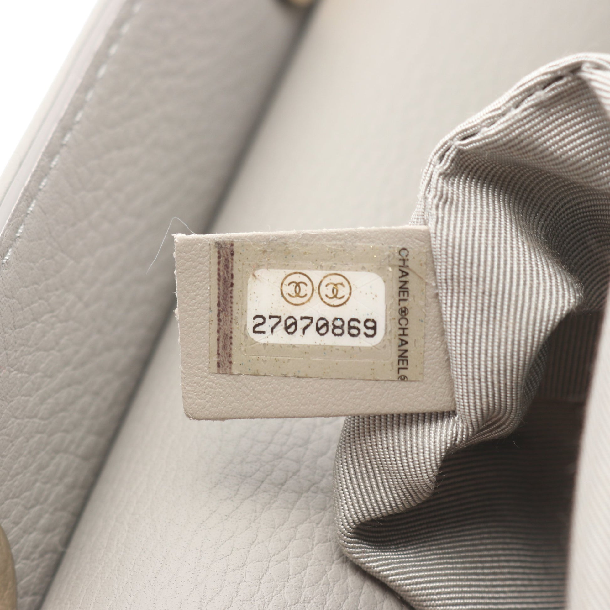 マトラッセ チェーンショルダーバッグ レザー グレー ゴールド金具 2WAY シャネル バッグ CHANEL