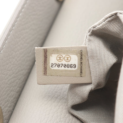 マトラッセ チェーンショルダーバッグ レザー グレー ゴールド金具 2WAY シャネル バッグ CHANEL
