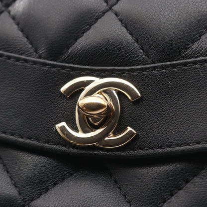ダイアナフラップ マトラッセ チェーンショルダーバッグ タッセル ラムスキン ブラック ゴールド金具 シャネル バッグ CHANEL