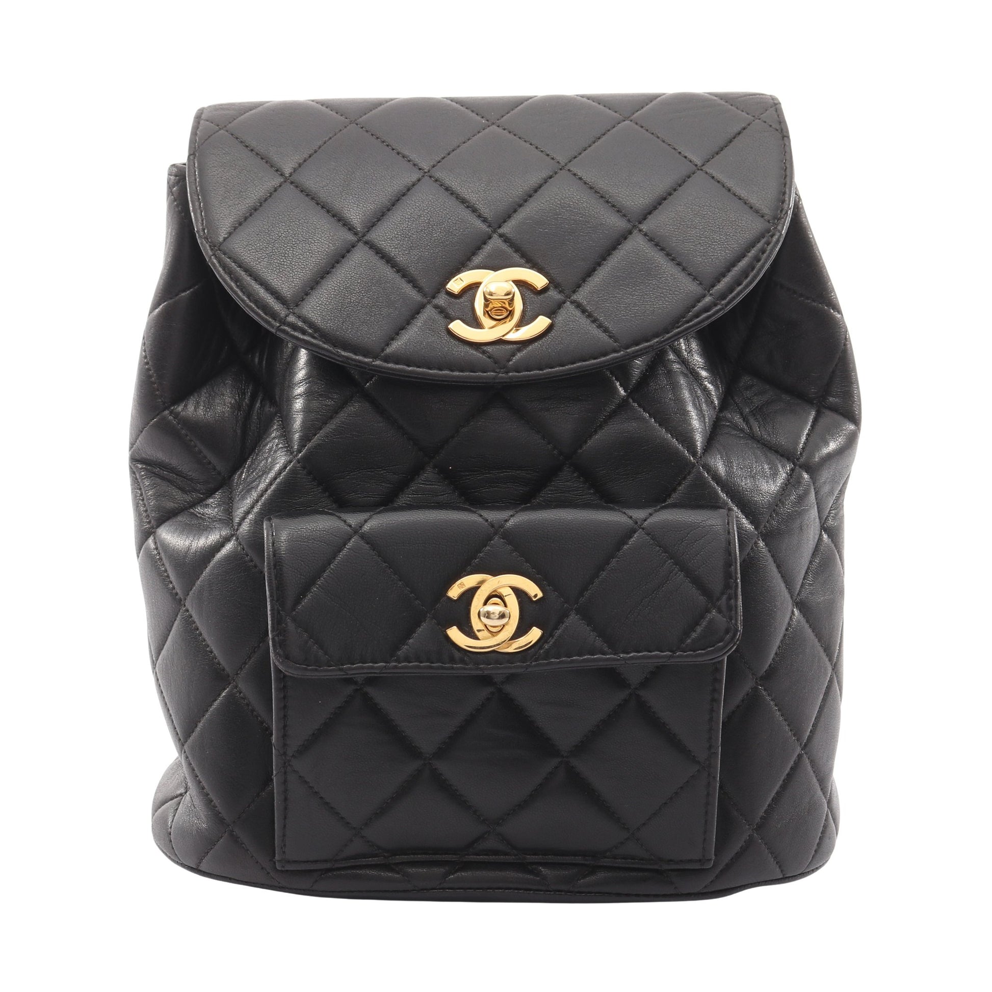 マトラッセ バックパック リュックサック ラムスキン ブラック ゴールド金具 シャネル バッグ CHANEL