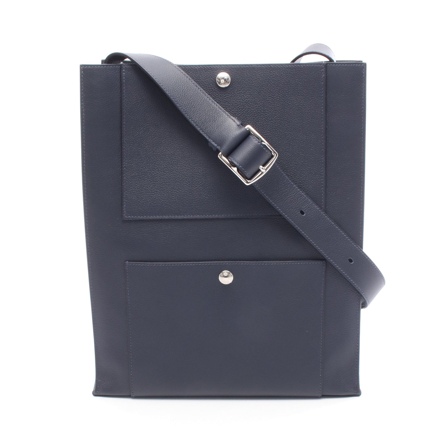 カバッシュ ブルーニュイ ショルダーバッグ トートバッグ エバーグレイン ネイビー シルバー金具 W刻印 エルメス バッグ HERMES