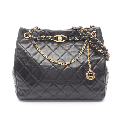 マトラッセ チェーンショルダーバッグ チェーントートバッグ ラムスキン ブラック ゴールド金具 シャネル バッグ CHANEL