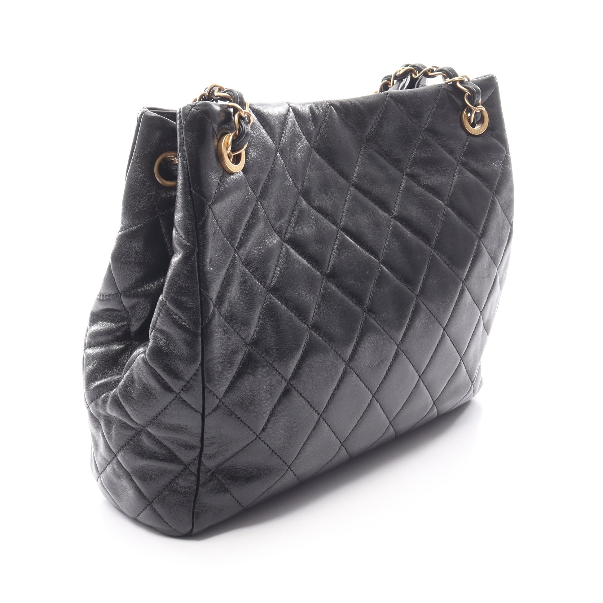 マトラッセ チェーンショルダーバッグ チェーントートバッグ ラムスキン ブラック ゴールド金具 シャネル バッグ CHANEL