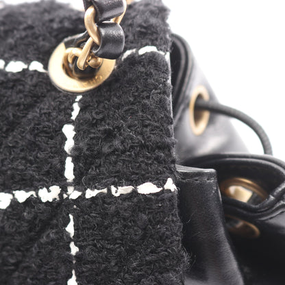 マトラッセ バックパック リュックサック チェック ファブリック レザー ブラック ゴールド金具 シャネル バッグ CHANEL