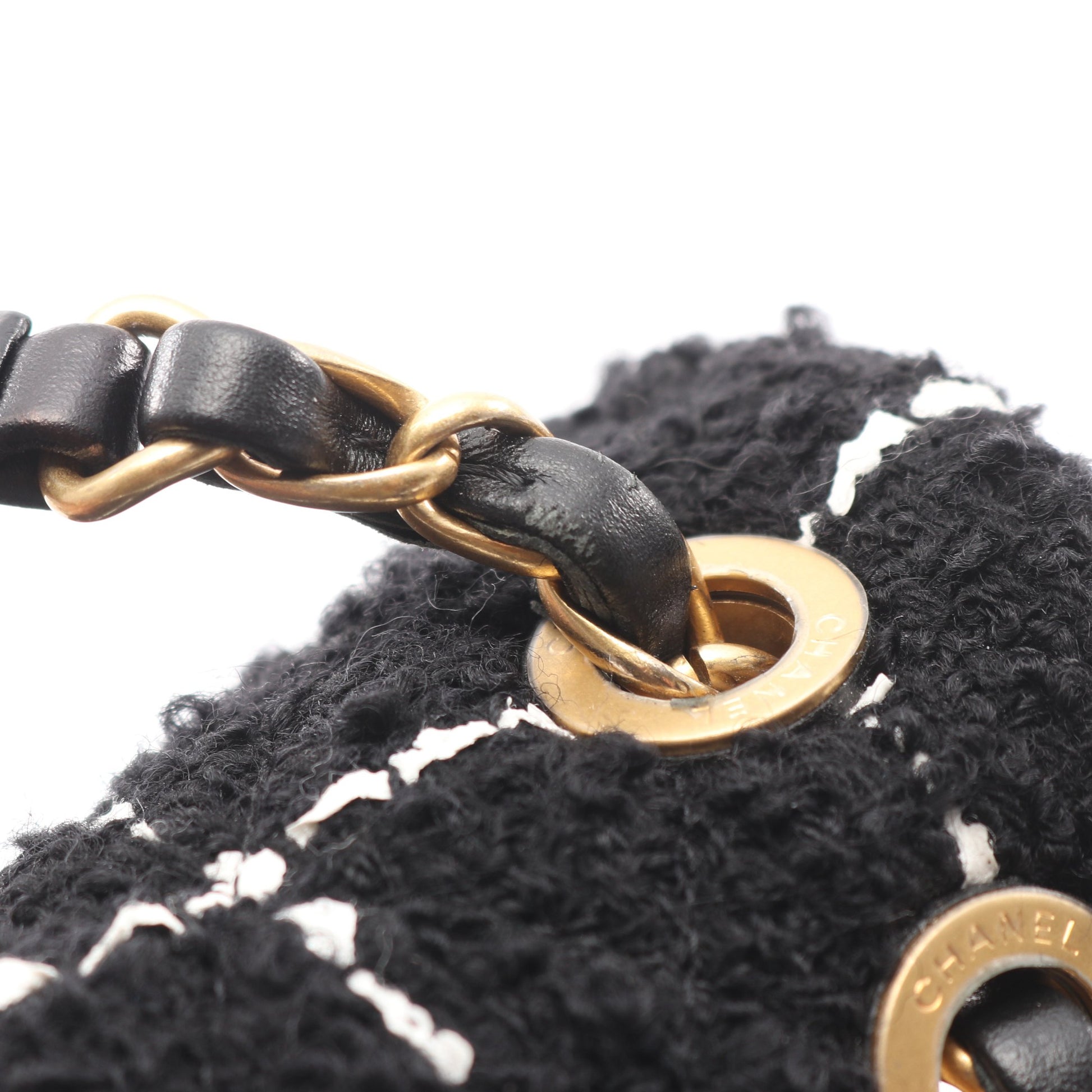 マトラッセ バックパック リュックサック チェック ファブリック レザー ブラック ゴールド金具 シャネル バッグ CHANEL