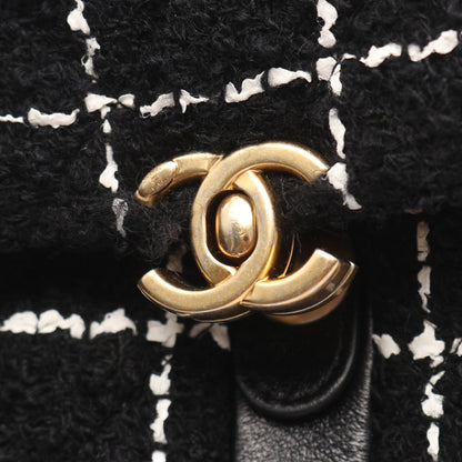 マトラッセ バックパック リュックサック チェック ファブリック レザー ブラック ゴールド金具 シャネル バッグ CHANEL