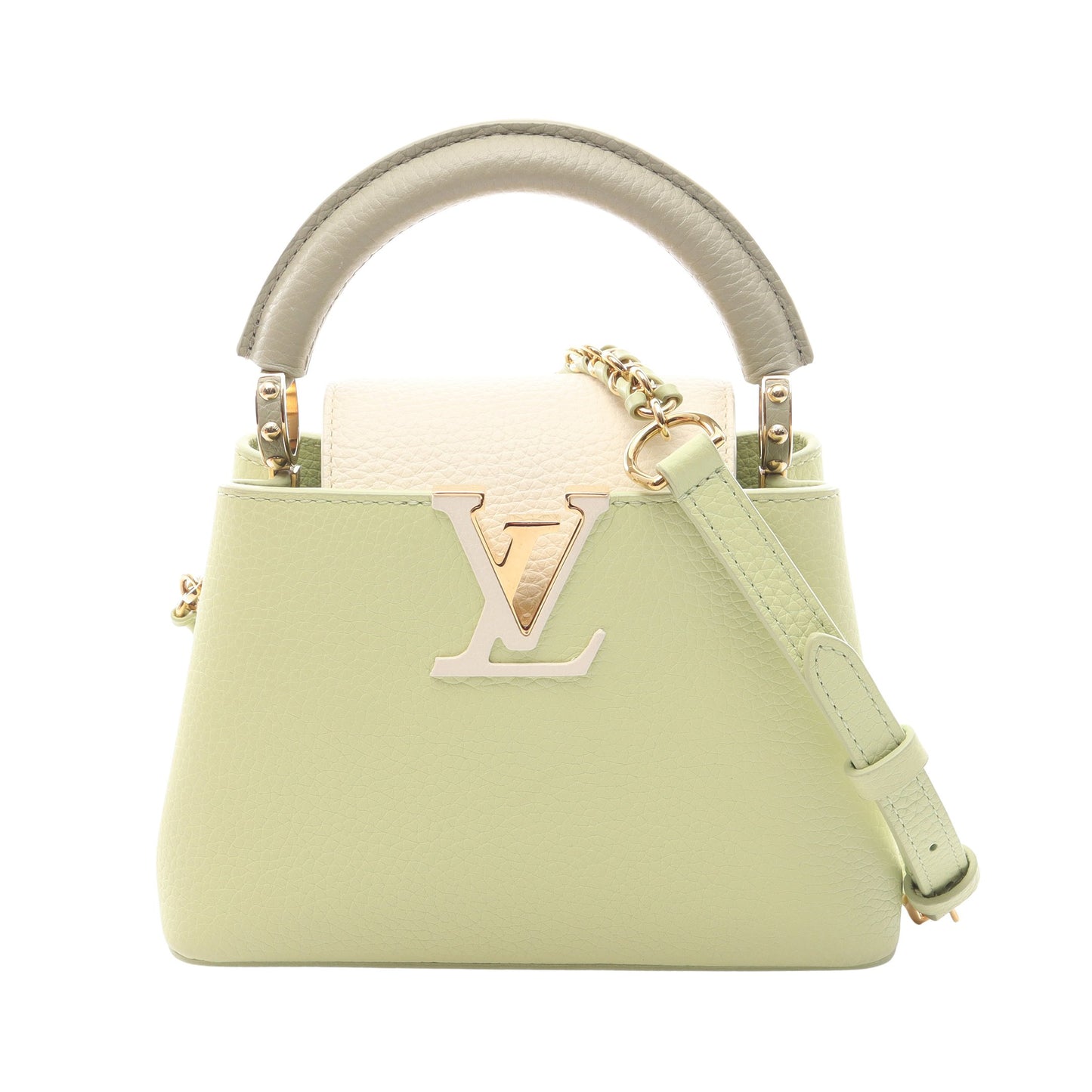 カプシーヌ MINI ハンドバッグ レザー イエローグリーン オフホワイト グレーグリーン 2WAY ルイヴィトン バッグ LOUIS VUITTON