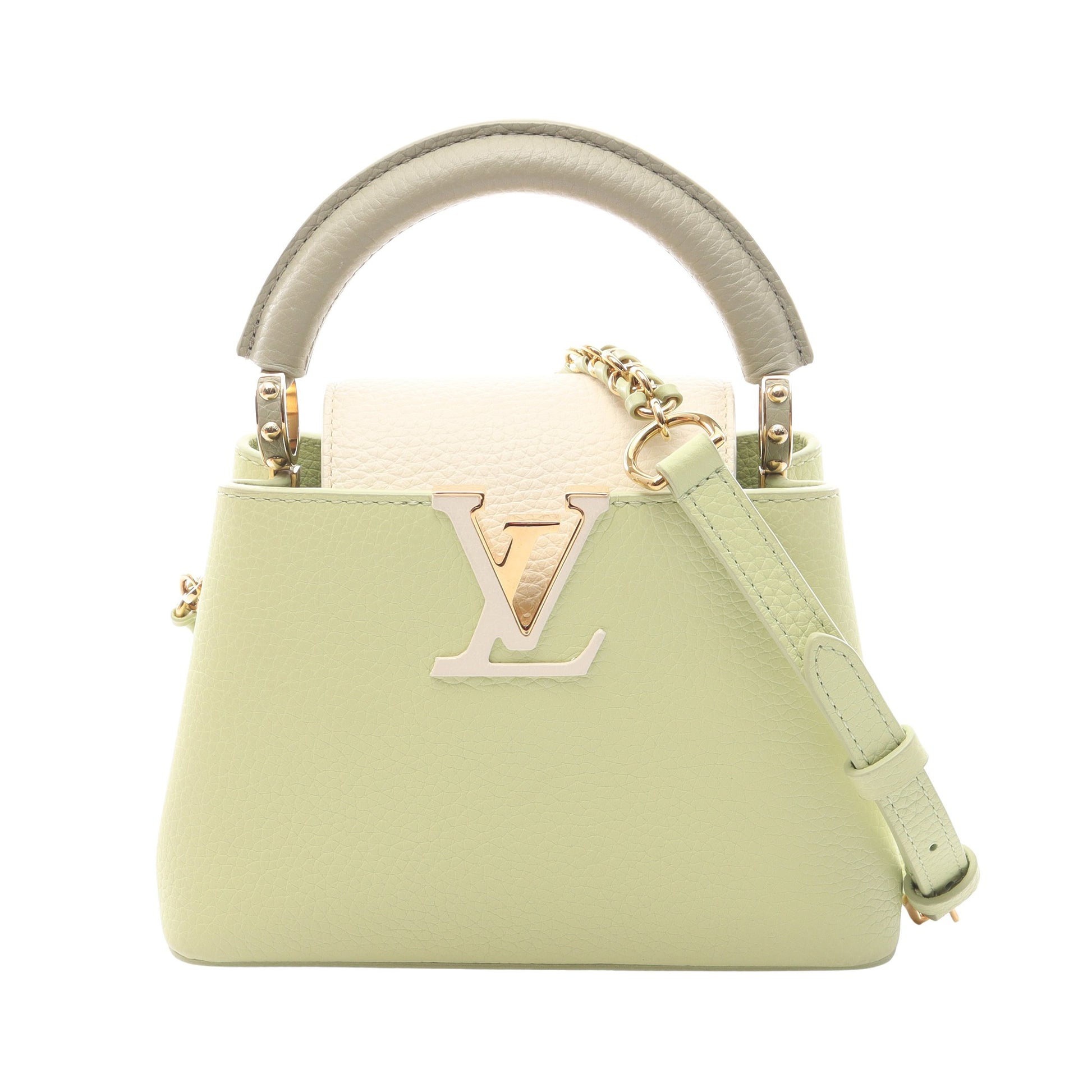 カプシーヌ MINI ハンドバッグ レザー イエローグリーン オフホワイト グレーグリーン 2WAY ルイヴィトン バッグ LOUIS VUITTON