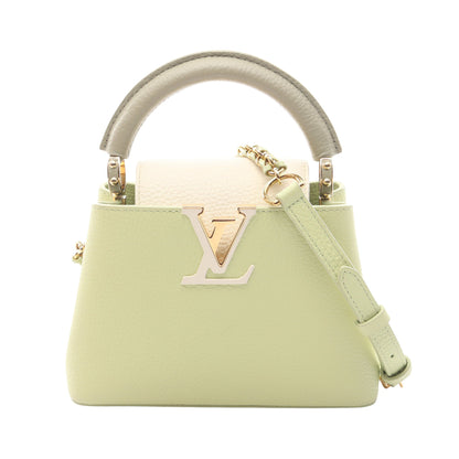 カプシーヌ MINI ハンドバッグ レザー イエローグリーン オフホワイト グレーグリーン 2WAY ルイヴィトン バッグ LOUIS VUITTON