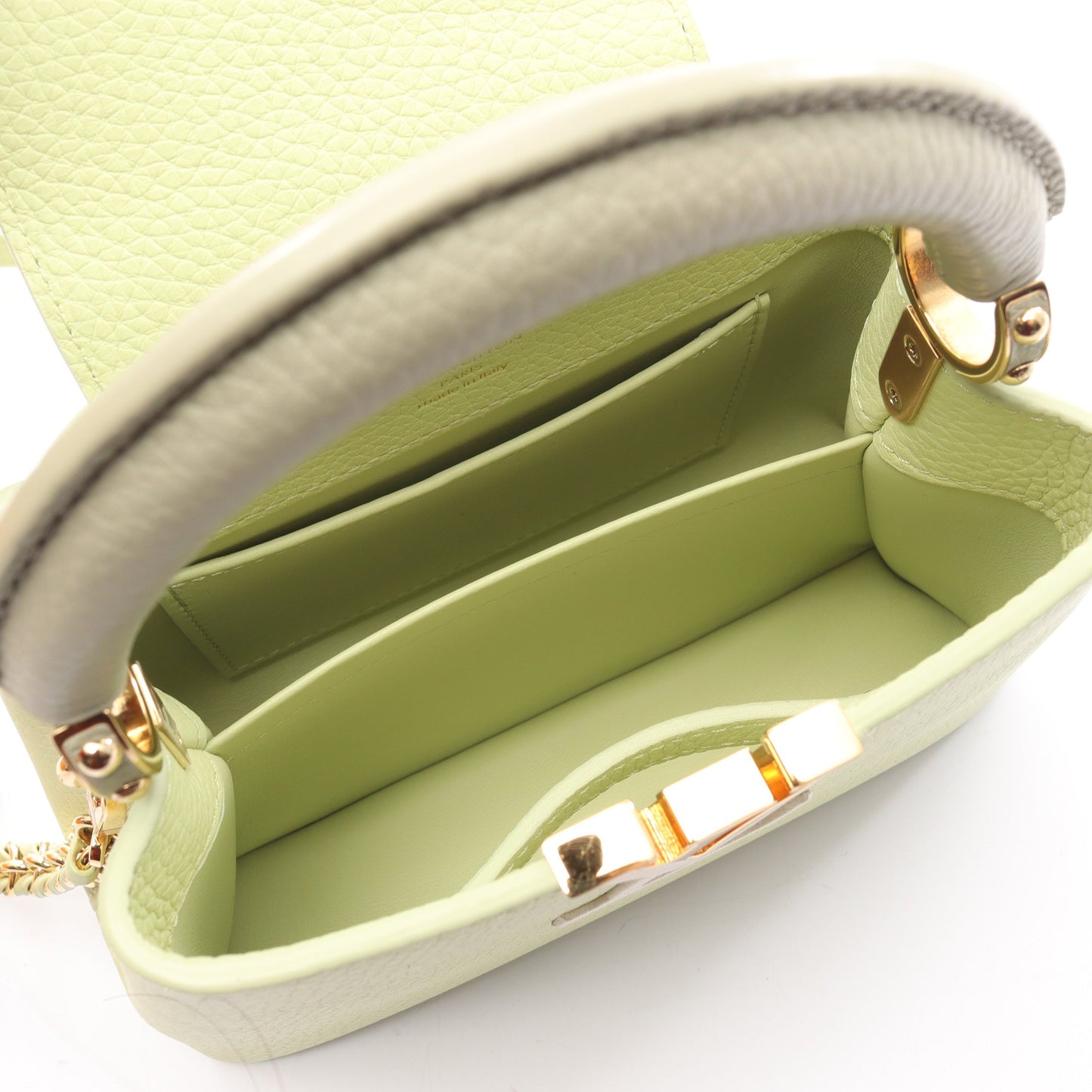 カプシーヌ MINI ハンドバッグ レザー イエローグリーン オフホワイト グレーグリーン 2WAY ルイヴィトン バッグ LOUIS VUITTON