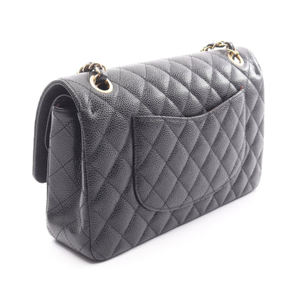 マトラッセ Wフラップ Wチェーンショルダーバッグ キャビアスキン ブラック ゴールド金具 シャネル バッグ CHANEL