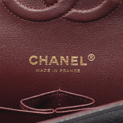 マトラッセ Wフラップ Wチェーンショルダーバッグ キャビアスキン ブラック ゴールド金具 シャネル バッグ CHANEL