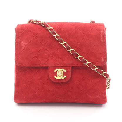 チェーンショルダーバッグ スエード レッド ゴールド金具 シャネル バッグ CHANEL