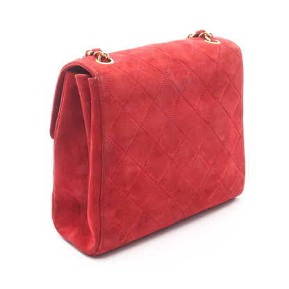 チェーンショルダーバッグ スエード レッド ゴールド金具 シャネル バッグ CHANEL