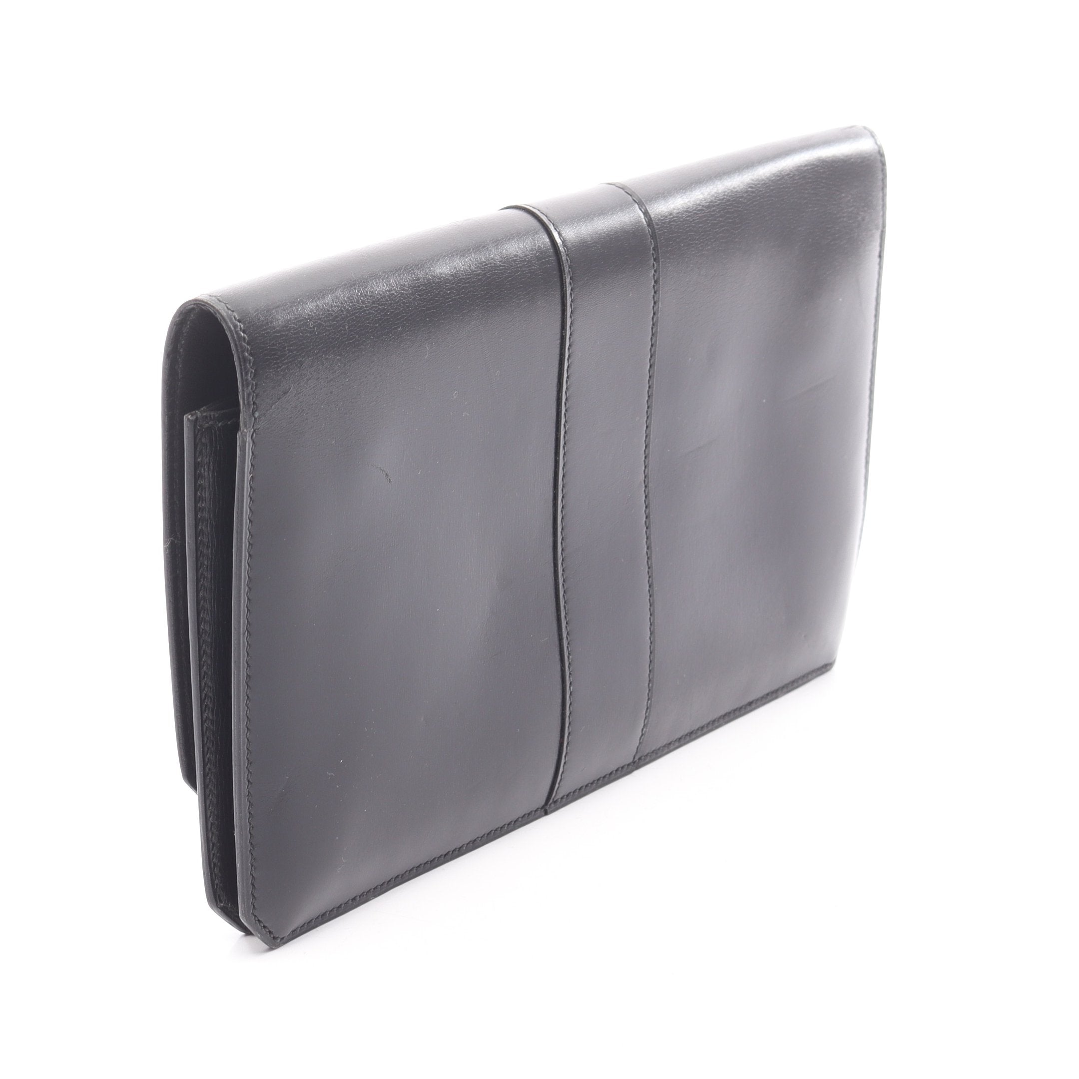 ヴィンテージ クラッチバッグ ボックスカーフ ブラック ゴールド金具