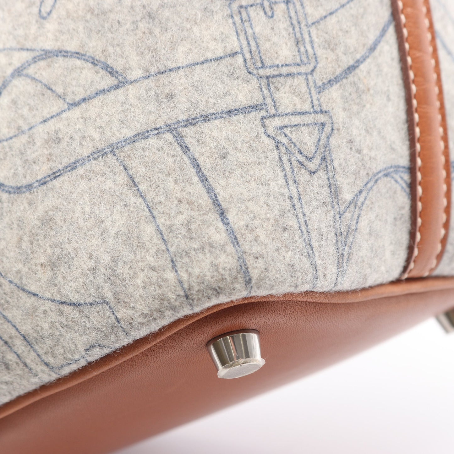 ピコタンPM フォーブ ハンドバッグ フェルト ヴォースイフト グレー ブラウン シルバー金具 □L刻印 エルメス バッグ HERMES