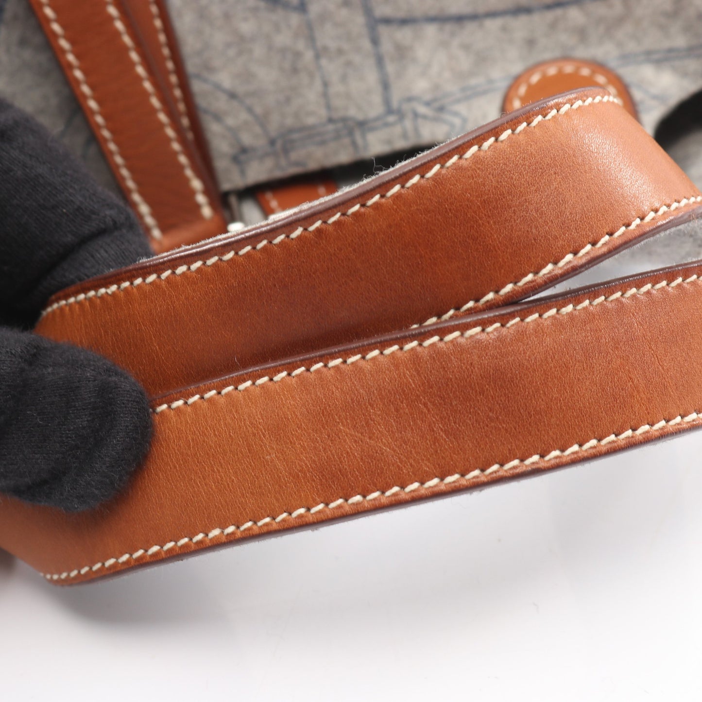 ピコタンPM フォーブ ハンドバッグ フェルト ヴォースイフト グレー ブラウン シルバー金具 □L刻印 エルメス バッグ HERMES