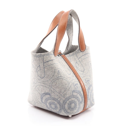 ピコタンPM フォーブ ハンドバッグ フェルト ヴォースイフト グレー ブラウン シルバー金具 □L刻印 エルメス バッグ HERMES