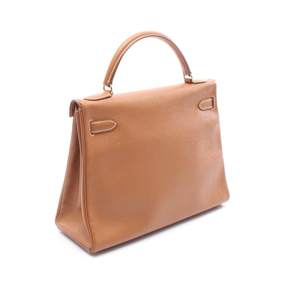 ケリー32 ゴールド ハンドバッグ クシュベル ブラウン ゴールド金具 2WAY □C刻印 エルメス バッグ HERMES