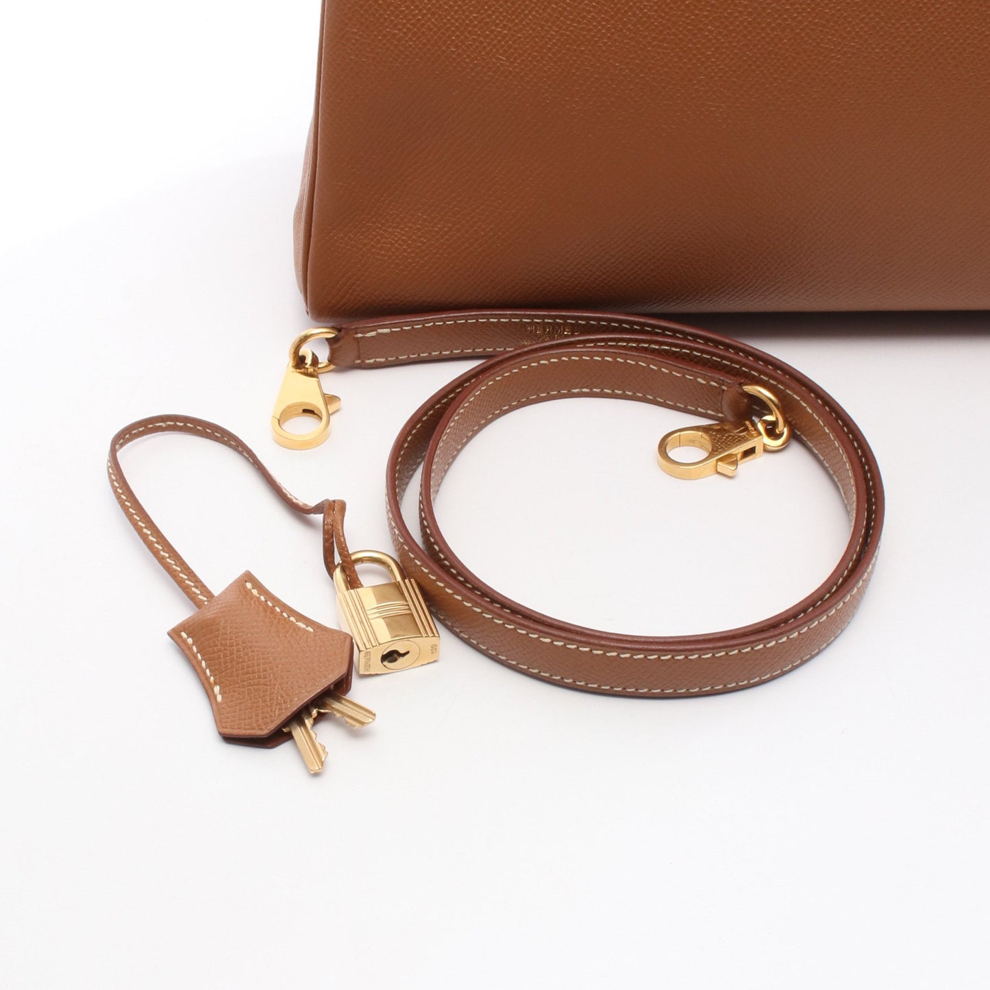 ケリー32 ゴールド ハンドバッグ クシュベル ブラウン ゴールド金具 2WAY □C刻印 エルメス バッグ HERMES