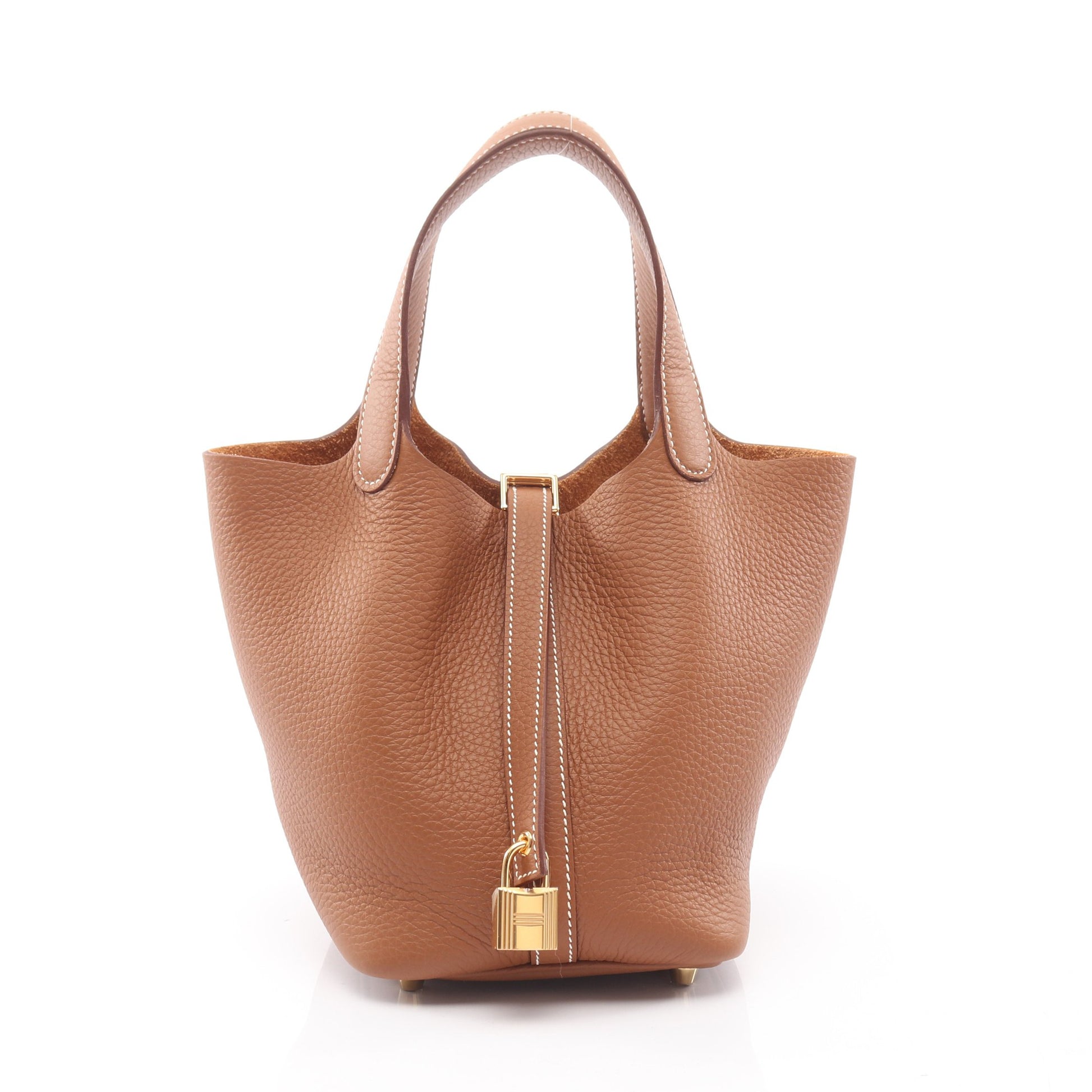 ピコタンロックPM ゴールド ハンドバッグ トリヨンクレマンス ブラウン ゴールド金具 K刻印 エルメス バッグ HERMES