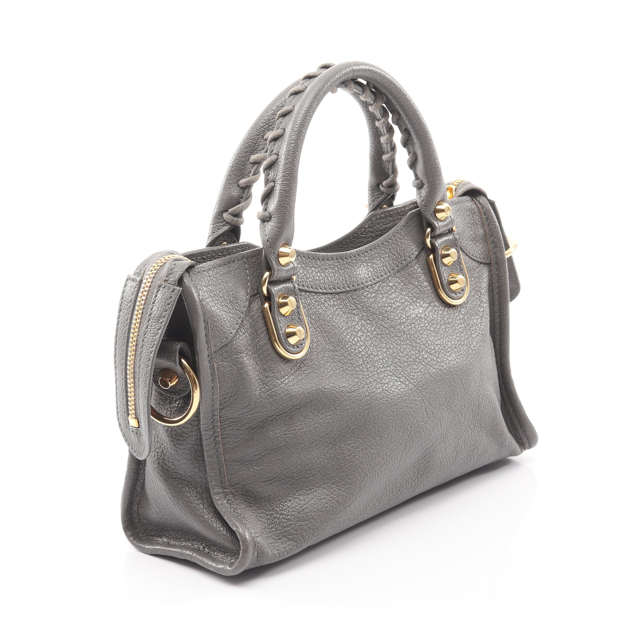 クラシック メタリック エッジ ミニ シティ ハンドバッグ レザー