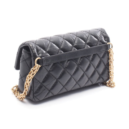 2.55 ミニマトラッセ Wチェーンショルダーバッグ レザー ブラック ゴールド金具 シャネル バッグ CHANEL