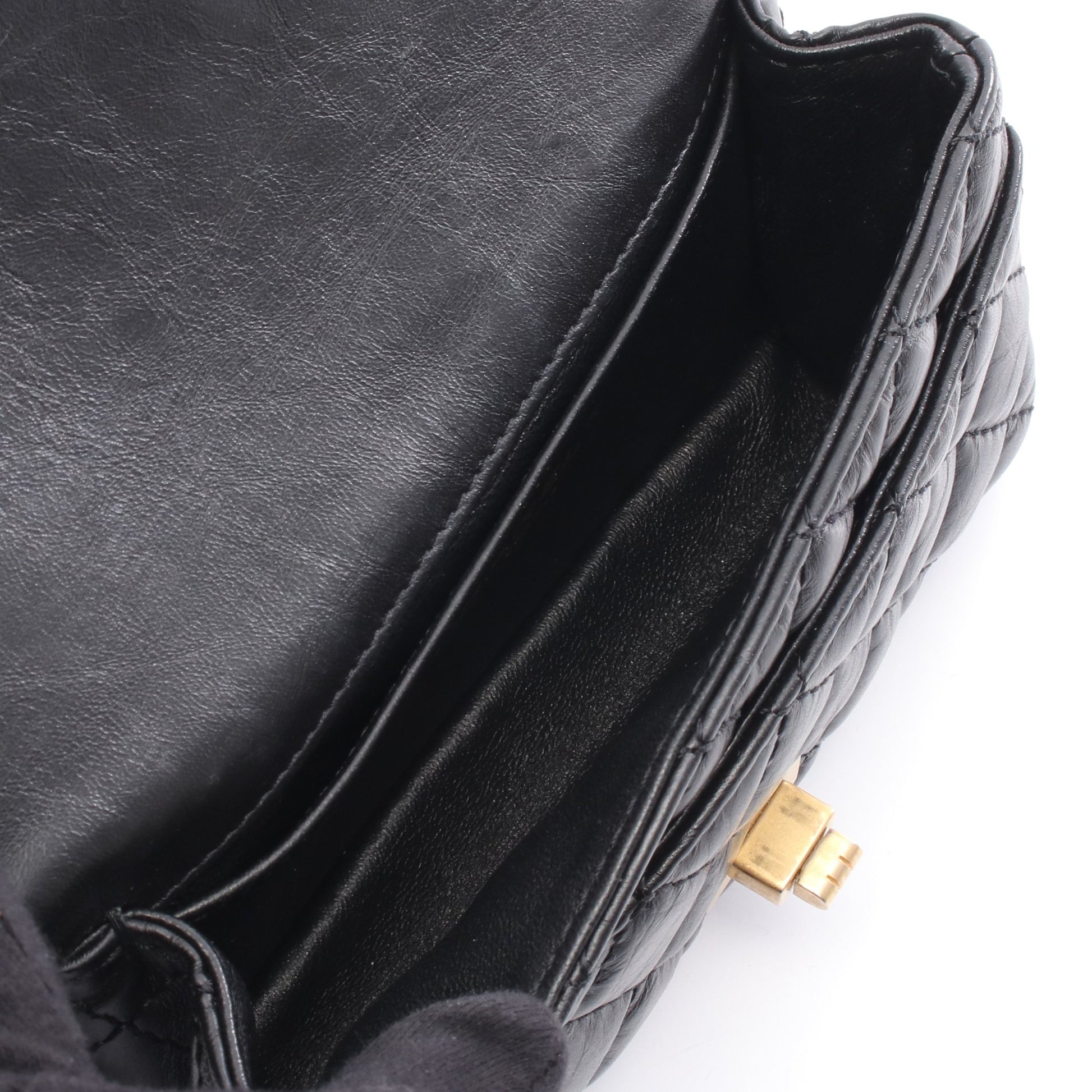 2.55 ミニマトラッセ Wチェーンショルダーバッグ レザー ブラック ゴールド金具 シャネル バッグ CHANEL