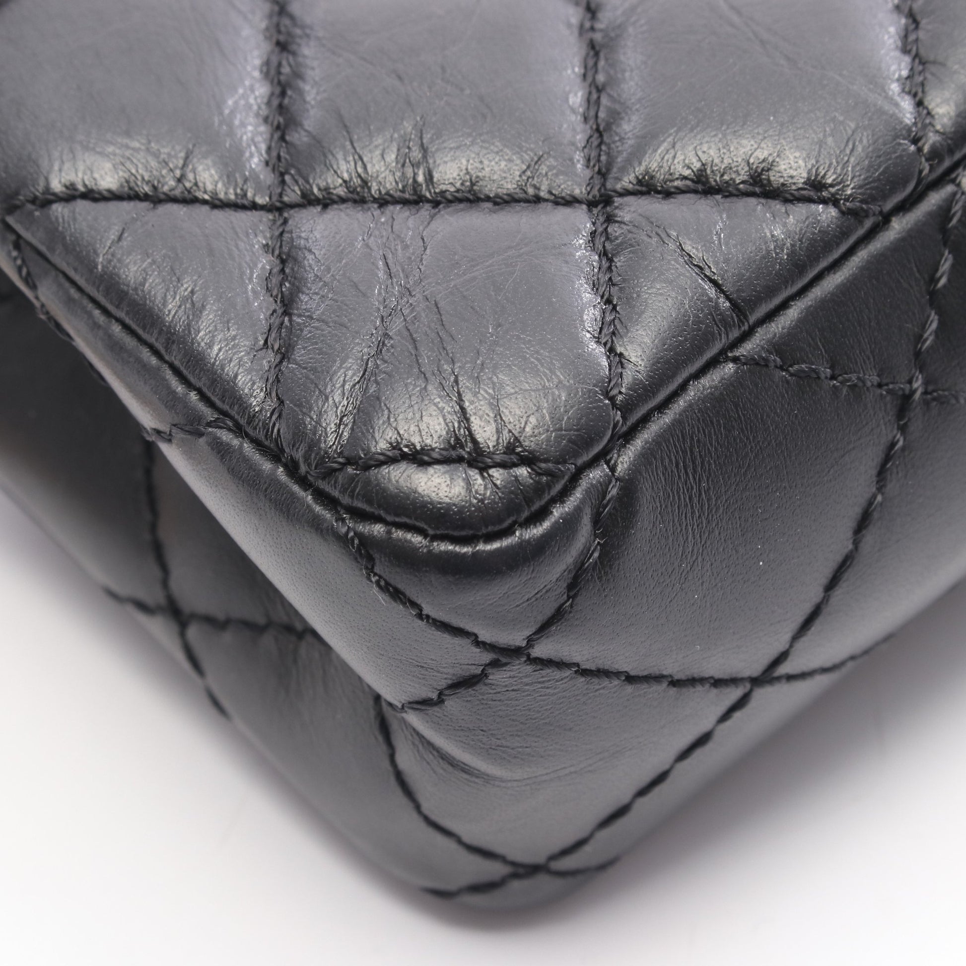 2.55 ミニマトラッセ Wチェーンショルダーバッグ レザー ブラック ゴールド金具 シャネル バッグ CHANEL