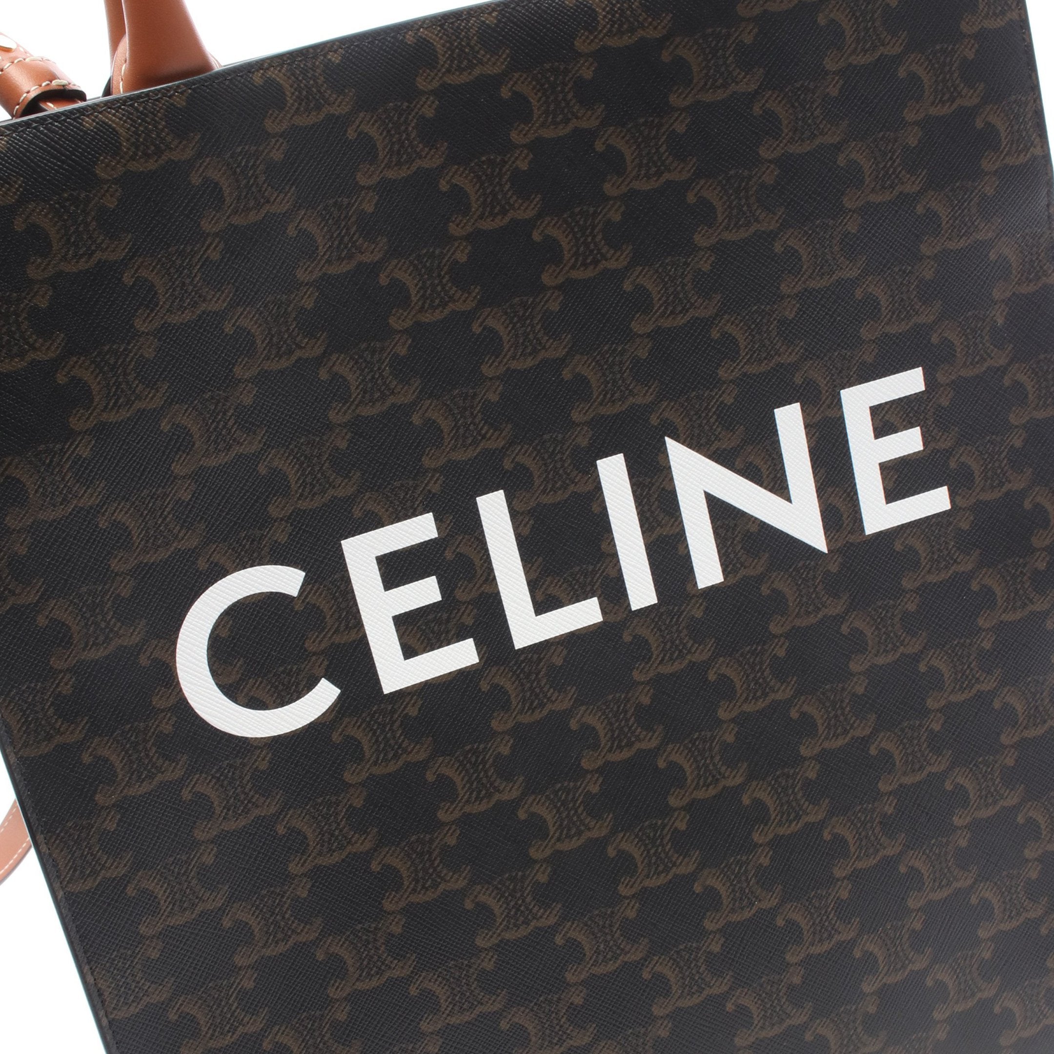 セリーヌ トリオンフ バーティカル カバ スモール トートバッグ ショルダーバッグ 2WAY ブラック ブラウン PVC レザー CELINE 【中古】 スモール バーティカル カバ トリオンフ ハンドバッグ トートバッグ