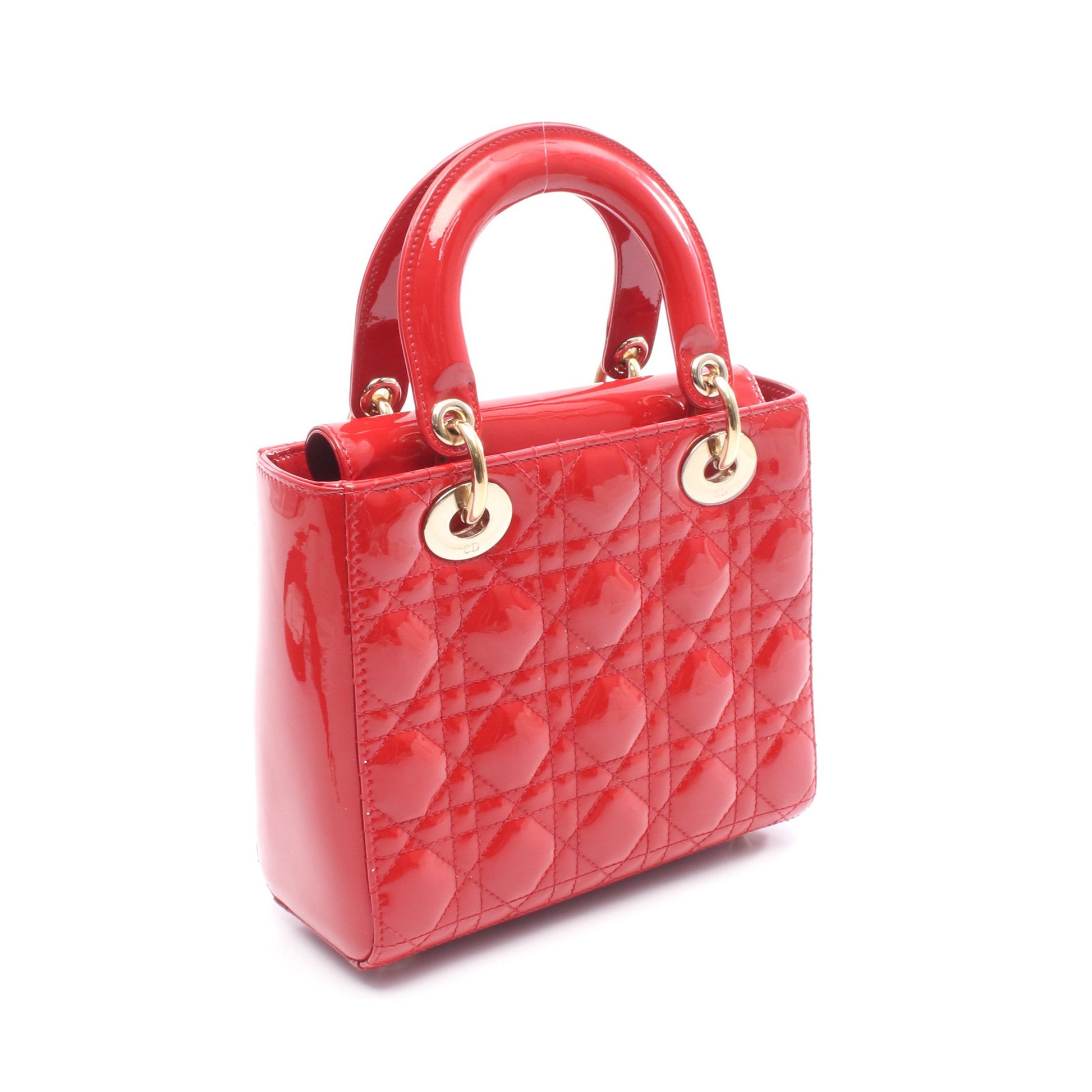 レディディオール スモール ハンドバッグ エナメルレザー レッド 2WAY クリスチャンディオール バッグ Christian Dior