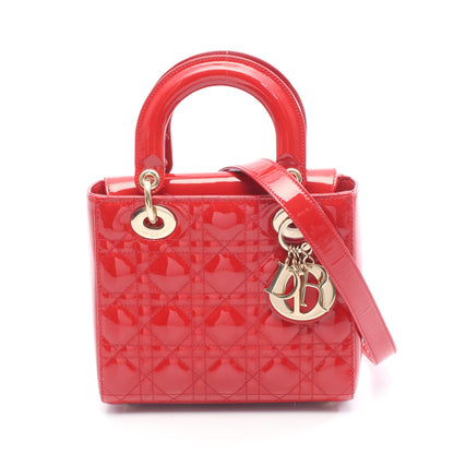 レディディオール スモール ハンドバッグ エナメルレザー レッド 2WAY クリスチャンディオール バッグ Christian Dior