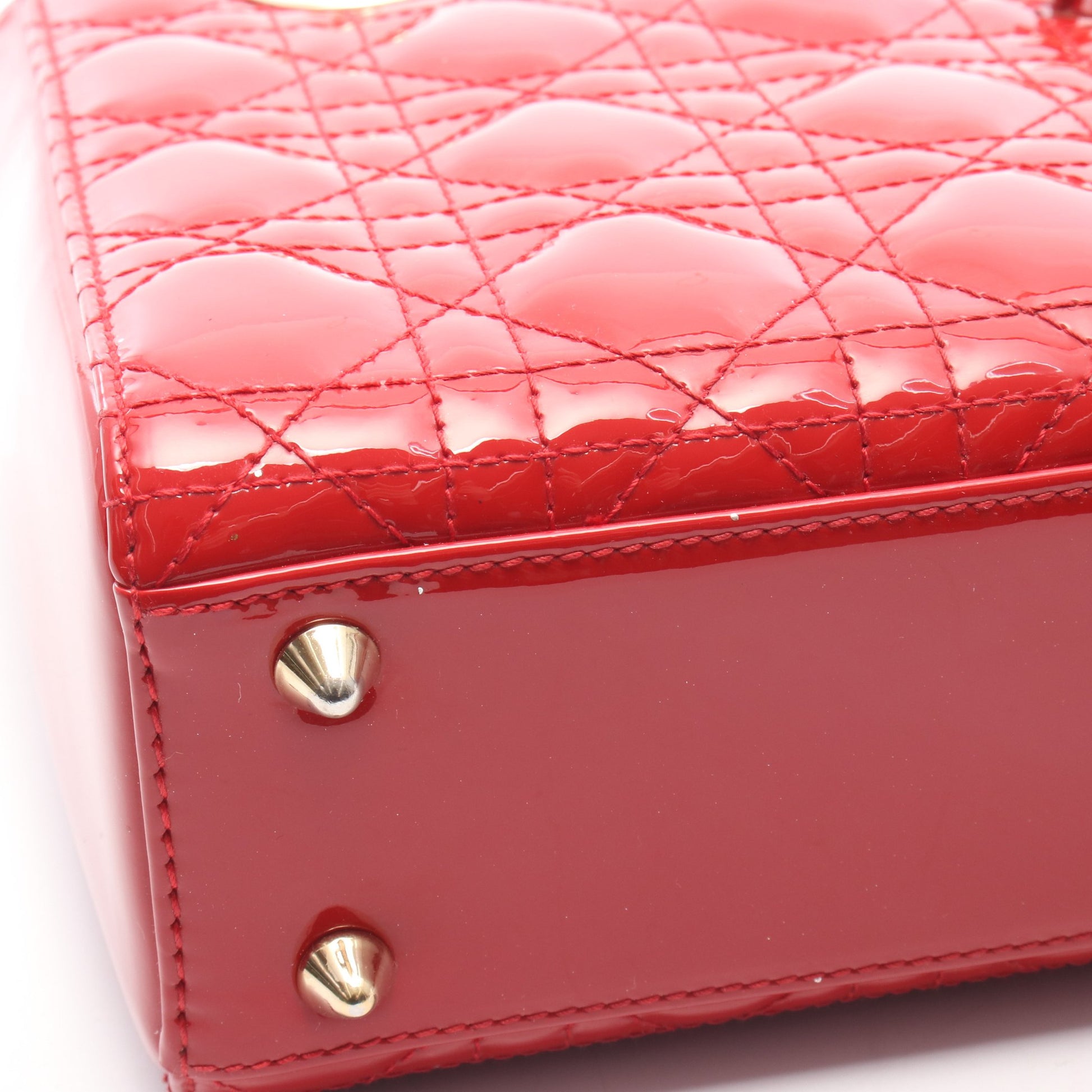 レディディオール スモール ハンドバッグ エナメルレザー レッド 2WAY クリスチャンディオール バッグ Christian Dior