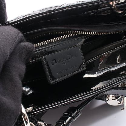 LADY DIOR レディディオール ハンドバッグ エナメルレザー ブラック 2WAY クリスチャンディオール バッグ Christian Dior