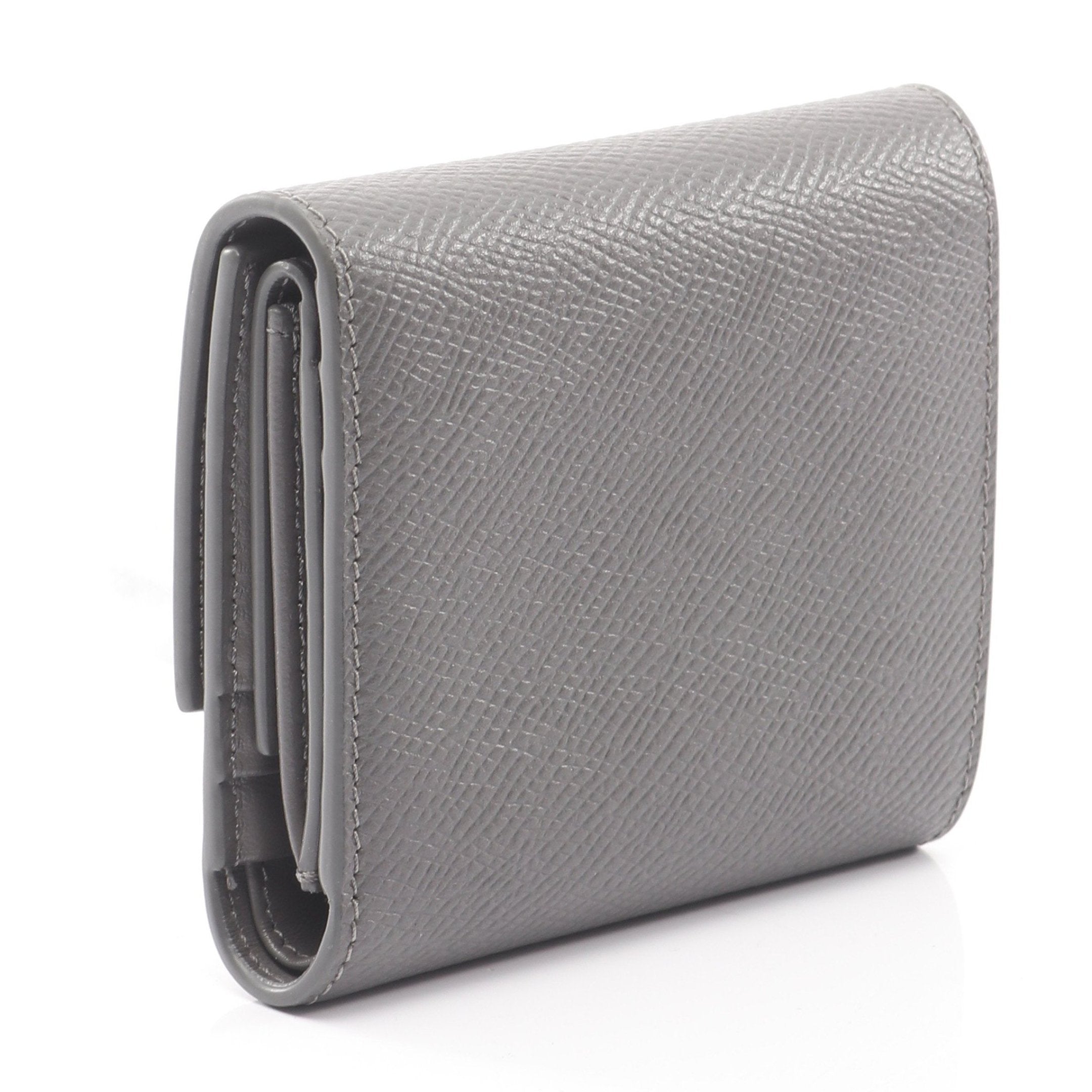 スモール トリフォールドウォレット 三つ折り財布 レザー グレー