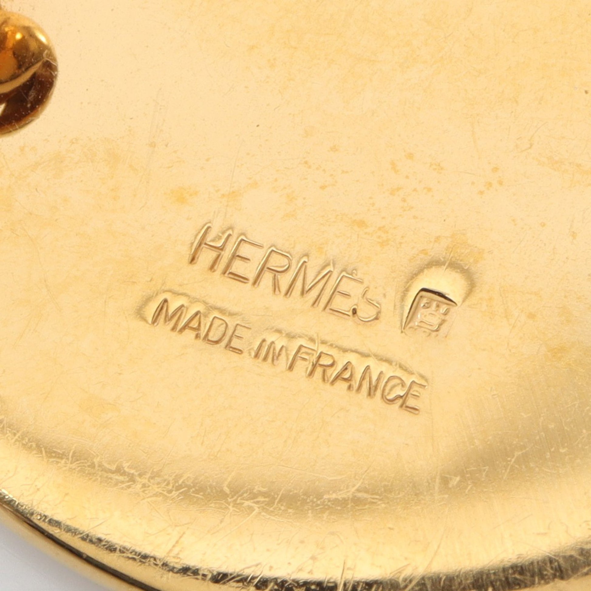 エマイユ ブローチ GP 七宝 ゴールド オレンジレッド マルチカラー エルメス アクセサリー HERMES