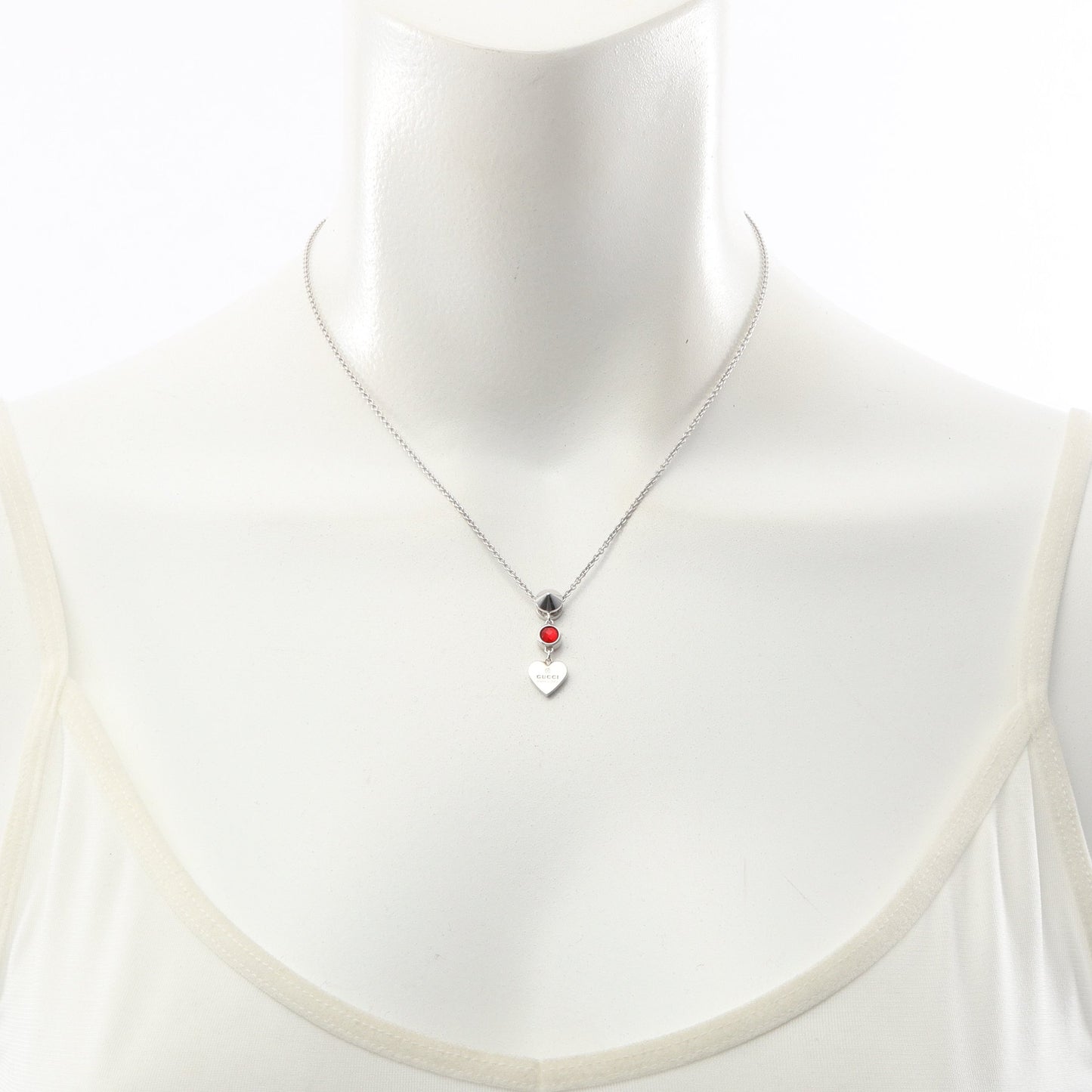 ハート ネックレス SV925 シルバー レッド グッチ アクセサリー GUCCI
