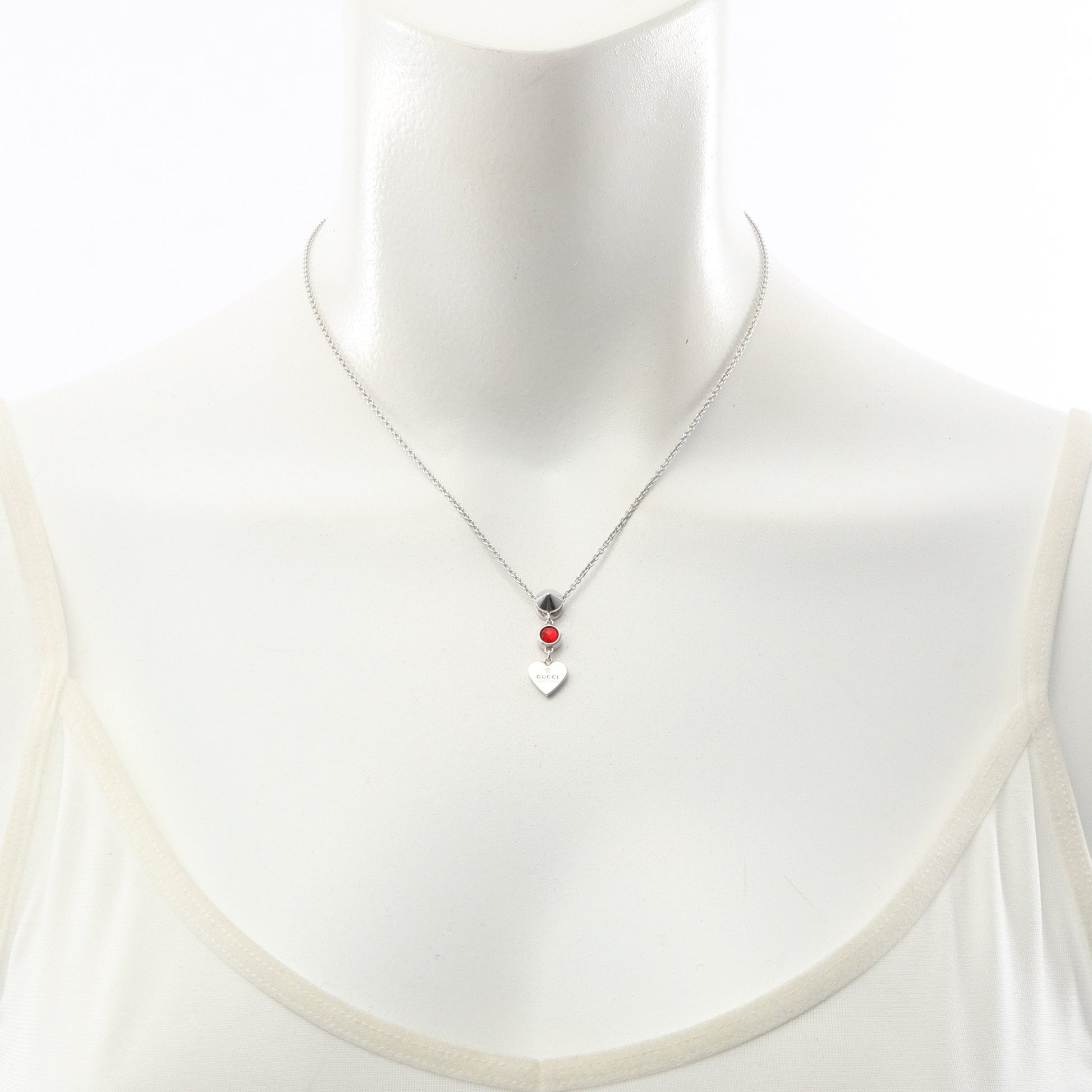 ハート ネックレス SV925 シルバー レッド グッチ アクセサリー GUCCI