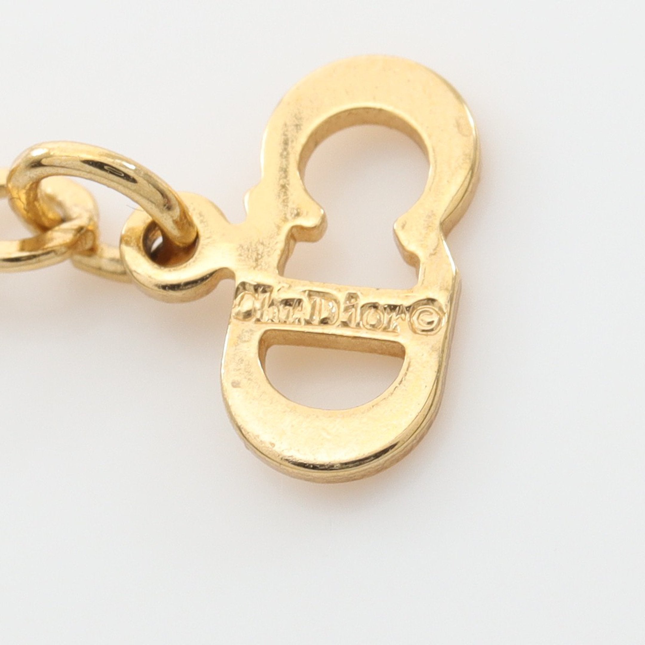 ロゴ ネックレス GP ラインストーン ゴールド クリア クリスチャン