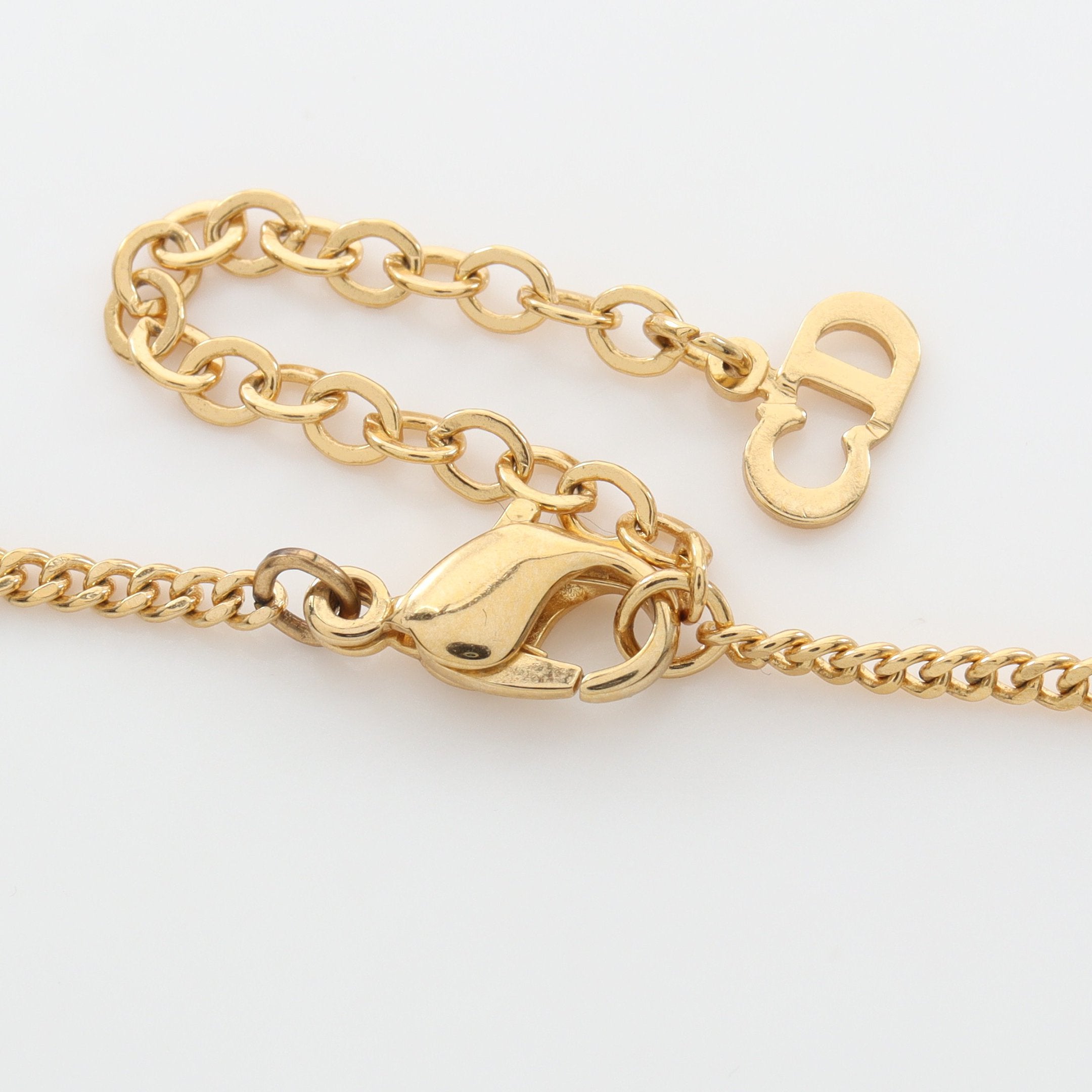 ロゴ ネックレス GP ラインストーン ゴールド クリア クリスチャン